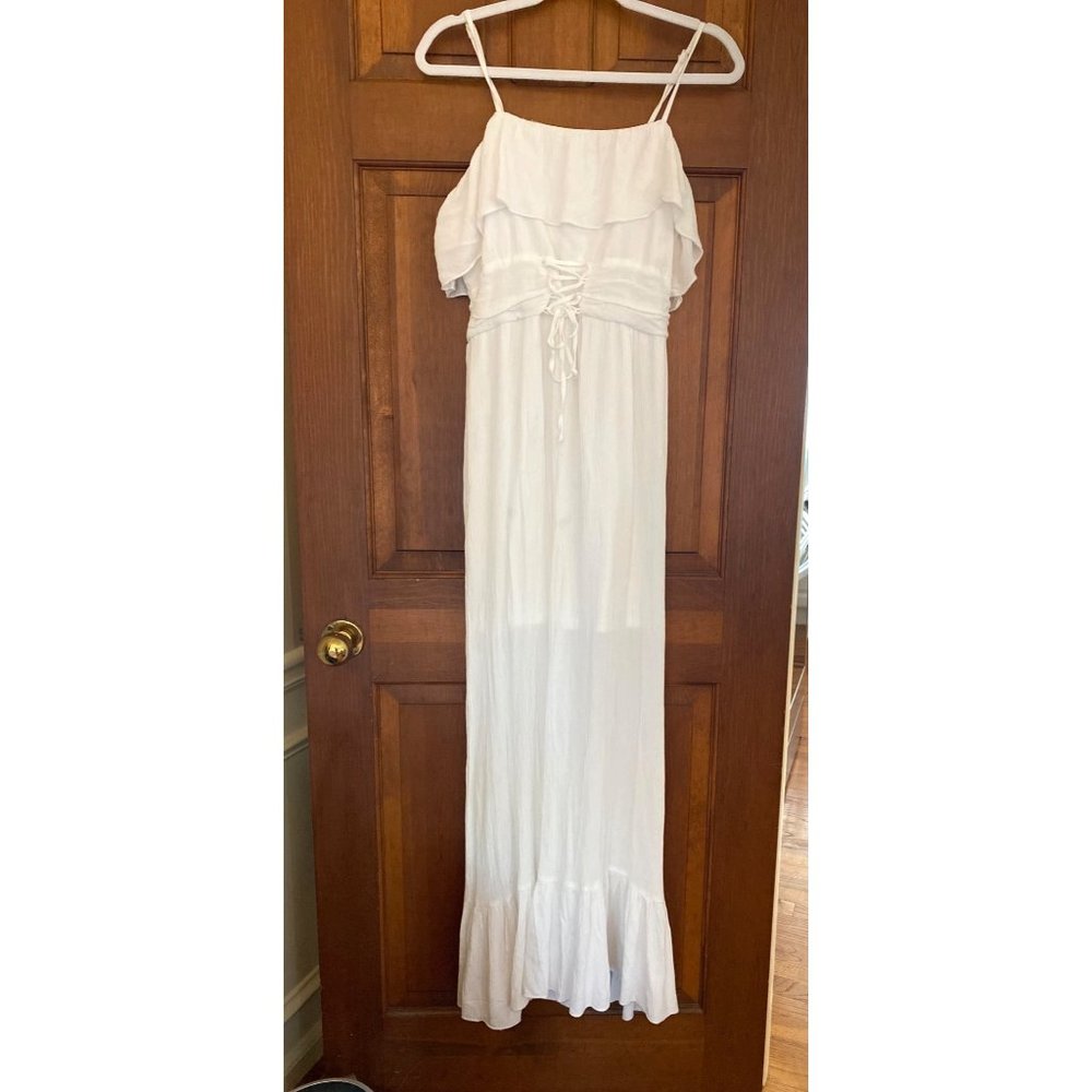 Charlotte Russe Dress Women Large White Peasant Maxi Corset Tie Cottage Core